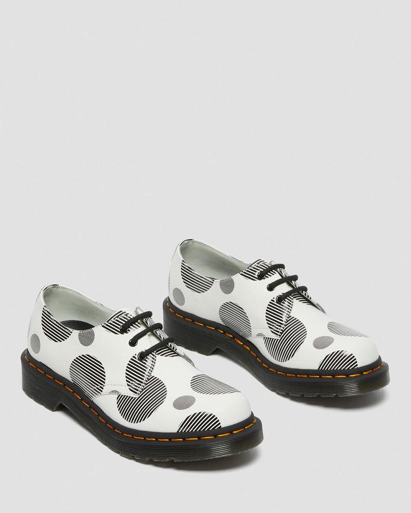 Women's Dr Martens 1461 Polka Dot Smooth Leather Oxfords Shoes White | AU 366AHK